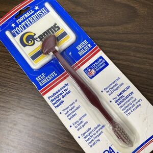 VTG Los Angeles RAMS NFL Football Toothbrush w/ Goal Post Brush Holder 1987 New